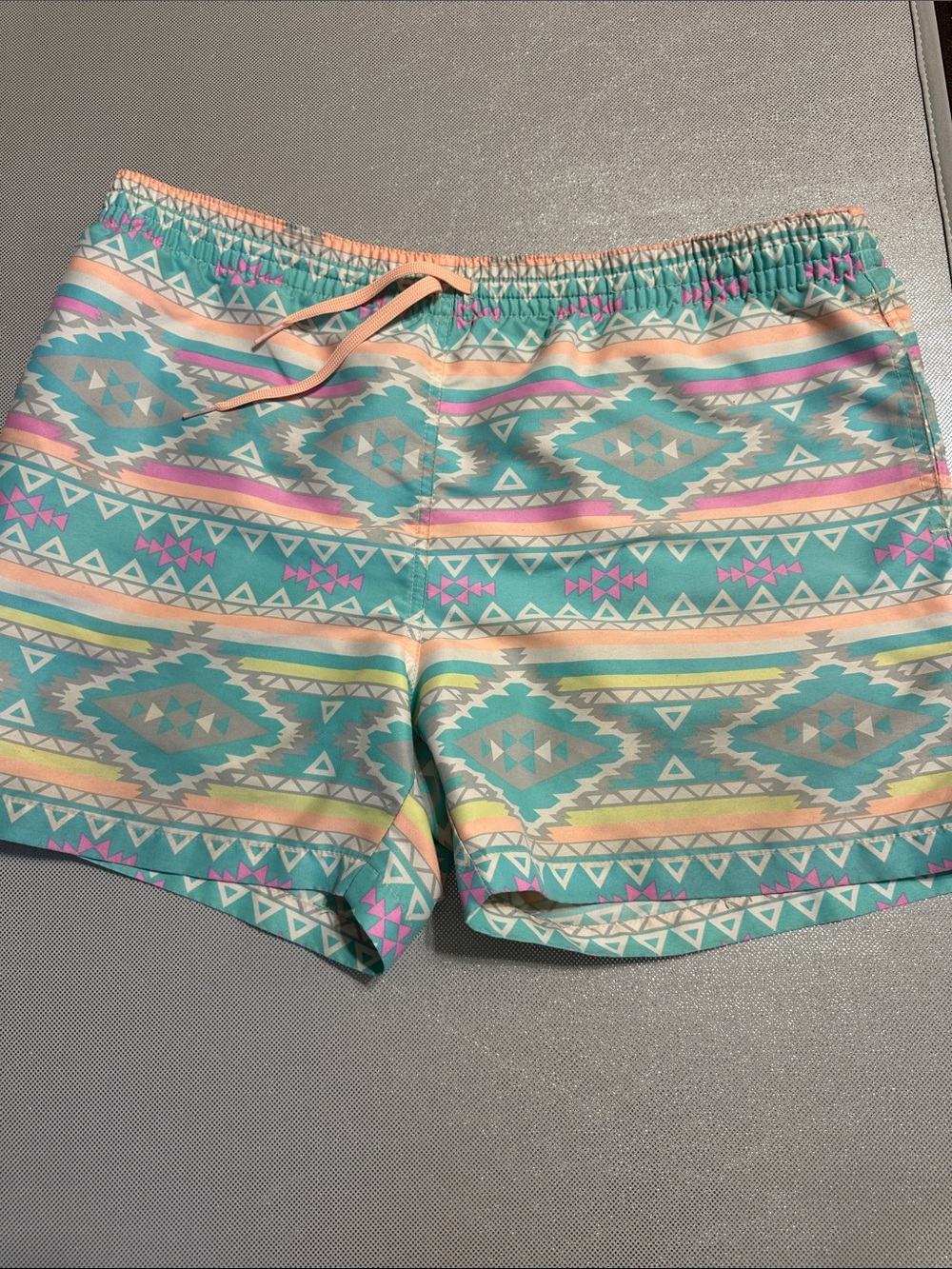 chubbies Aqua Tribal Print drawstring Waist swim Shorts with Pastel Accents